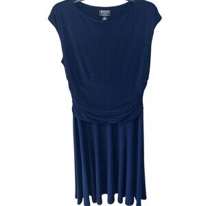 American Living Dress Sz 14 Womens Blue Sleeveless Ruched Waist Balletcore Fairy